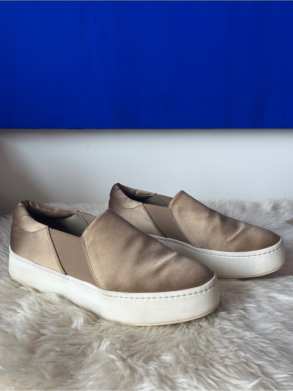 Gold Satin Vince Warren Nubuck Sneaker